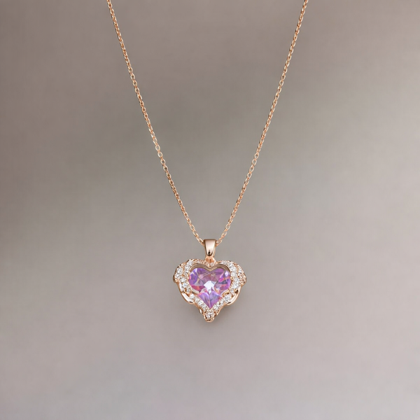 Ocean Love Heart Crystal Stone Necklace